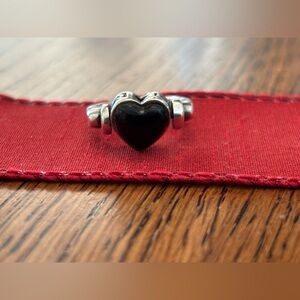 Silver and Black onyx Heart ring